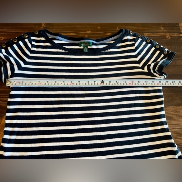 Lauren Ralph Lauren Navy and White Striped Short Sleeve Tee - Picture 7 of 8